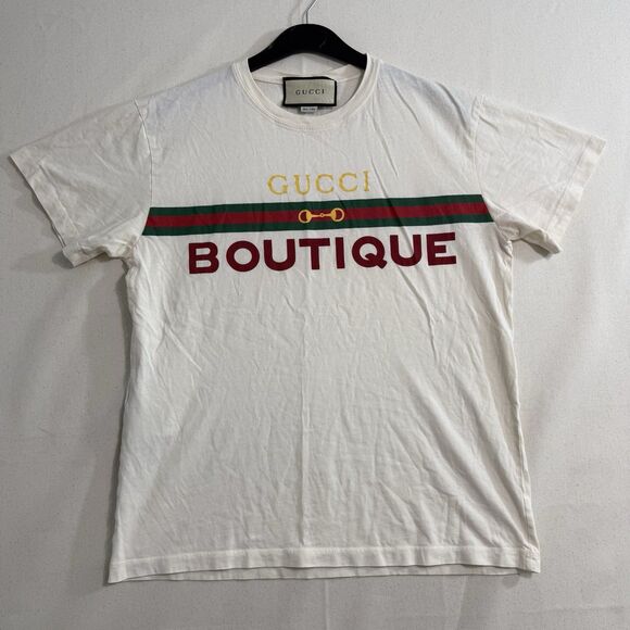 Authentic GUCCI 615044 XJCKY Tshirt Size Small Men Slim Fit Cream